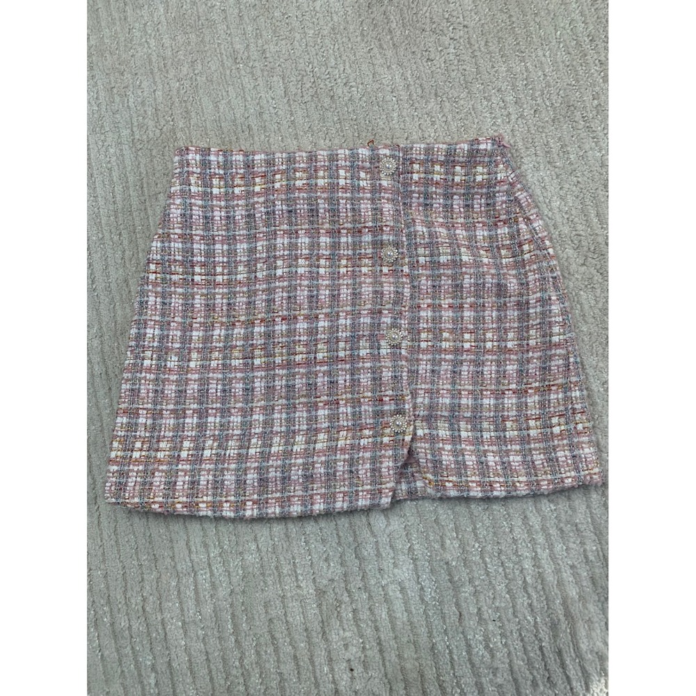 House of Harlow 1960 Pixie Dust Pink 2 Piece Crop Top Mini Skirt Pearl Button S - Picture 14 of 16
